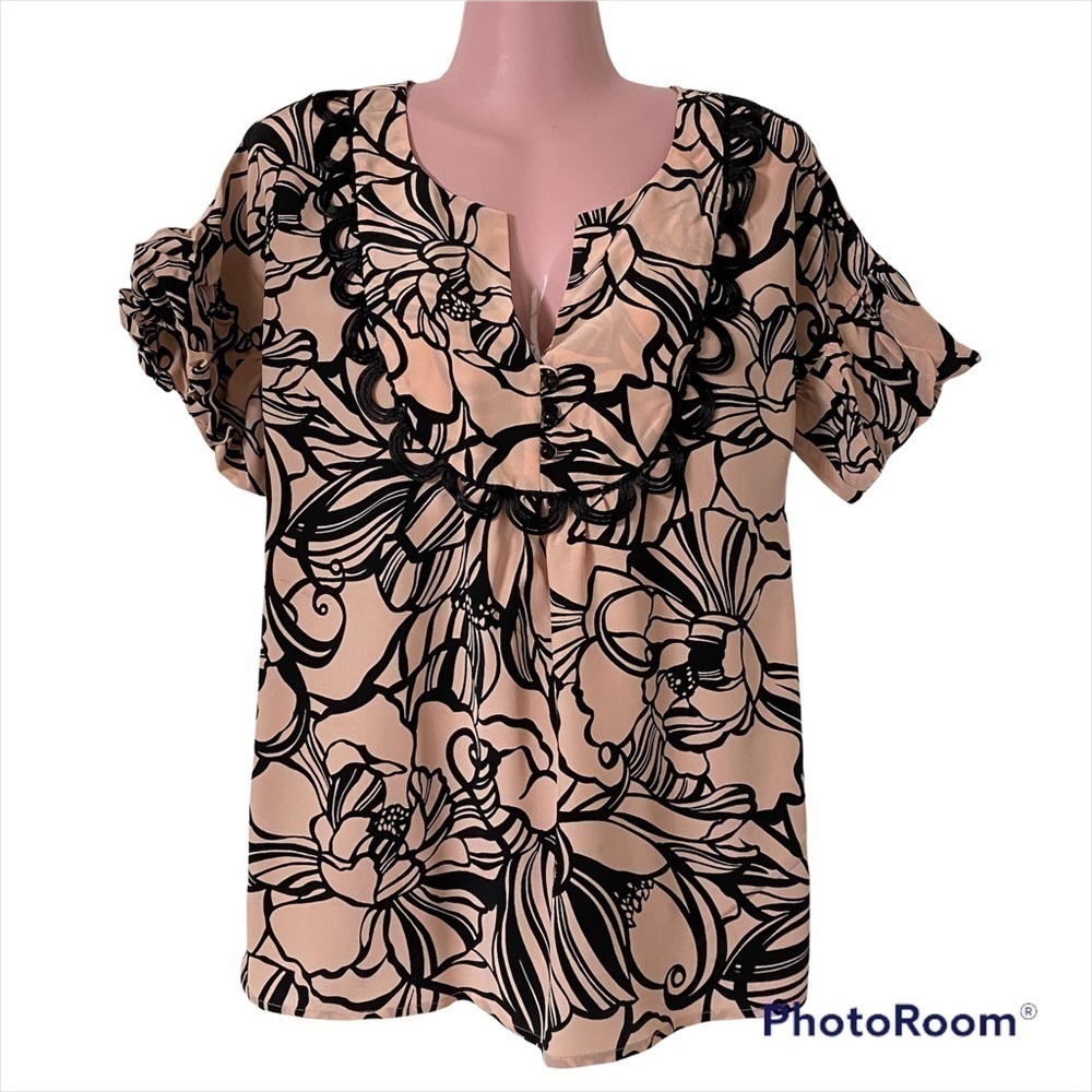 Beth Rowley Women's Top Size M Pink Black